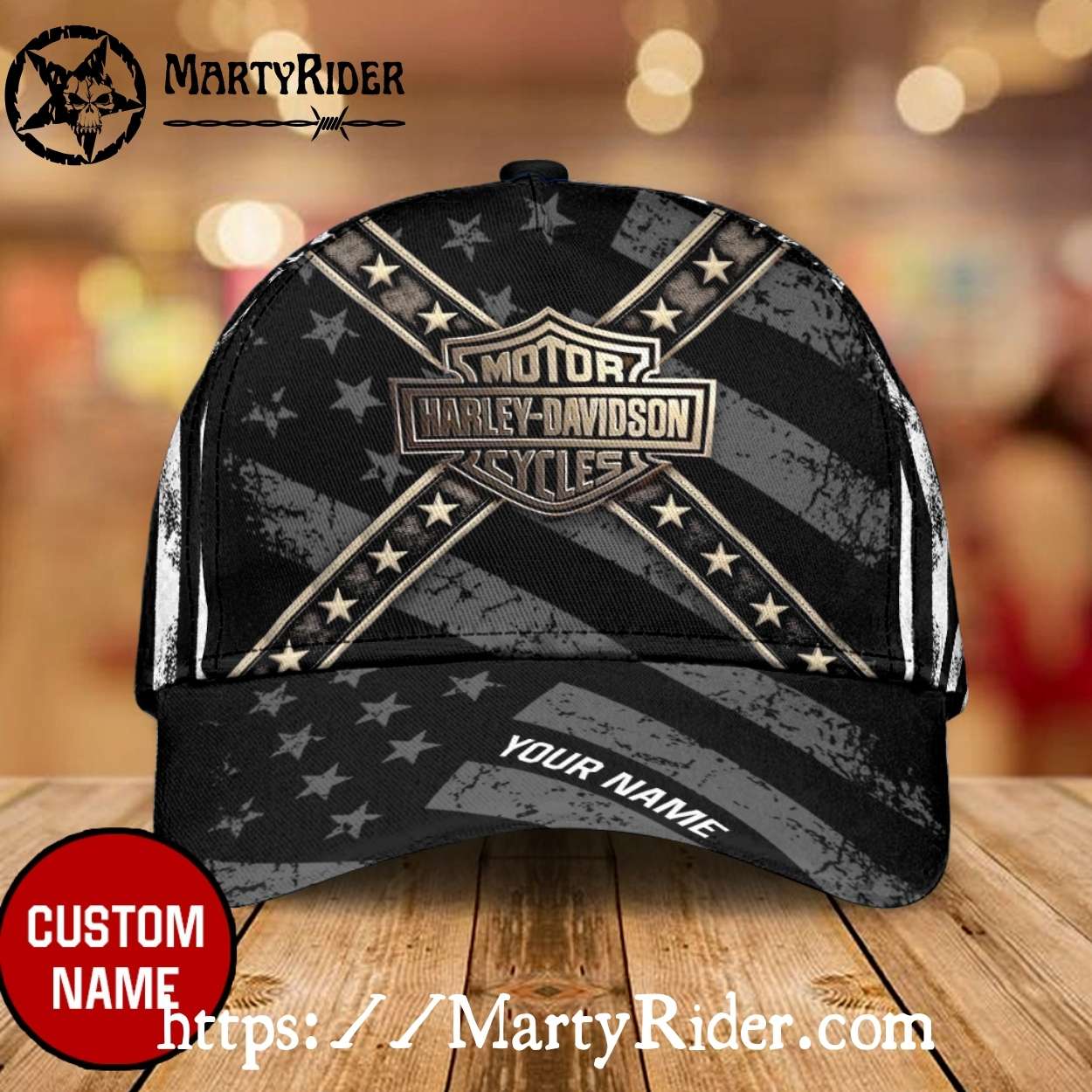 Black X-Stripe Harley Davidson Cap Custom Name Black X-Stripe Harley Davidson Cap Custom Name