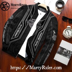 Black and Grey Legacy Harley Davidson Bomber Jacket