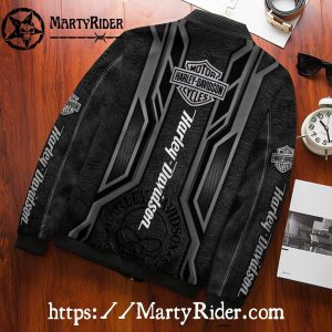 Black and Grey Legacy Harley Davidson Bomber Jacket