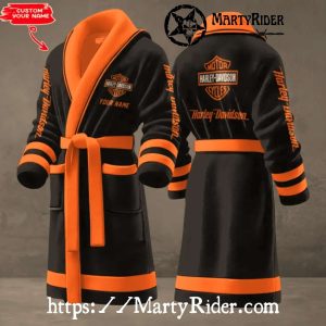 Black and Orange Classic Harley Davidson Bathrobes Look