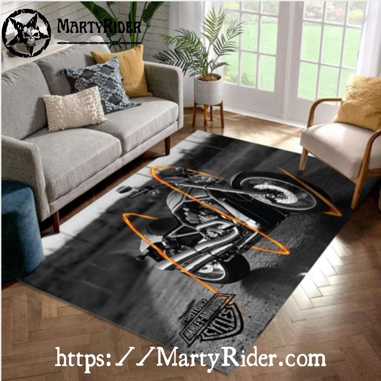 Black and White Cruiser Harley Davidson Rugs Black and White Cruiser Harley Davidson Rugs