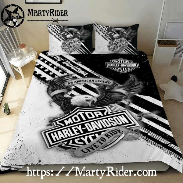 Black and White Eagle Harley Davidson Bedding Sets Design
