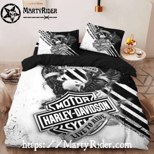 Black and White Eagle Harley Davidson Bedding Sets Design