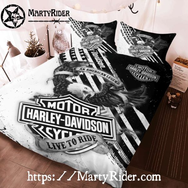 Black and White Eagle Harley Davidson Bedding Sets Design