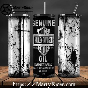 Black and White Oil Splatter Harley Davidson Tumblers 20oz