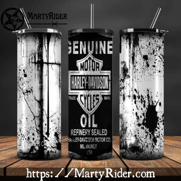 Black and White Oil Splatter Harley Davidson Tumblers 20oz