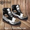 Black and Orange Logo Harley Davidson Timberland Boots