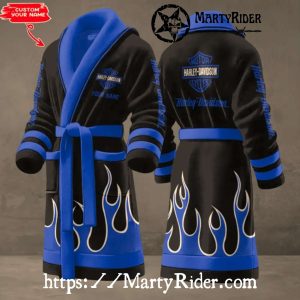 Blue Flames Harley Davidson Bathrobes for Biker Lovers