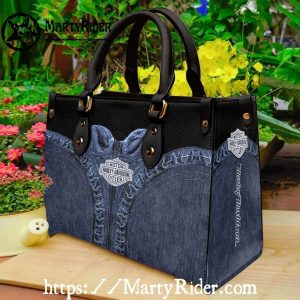 Blue Jean Corset Style Harley Davidson Leather Handbag