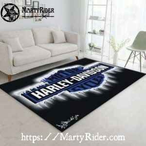 Blue Shield Logo Glow Harley Davidson Rugs