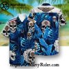 Black Harley Davidson Aloha Shirt With American Flag And Custom Name