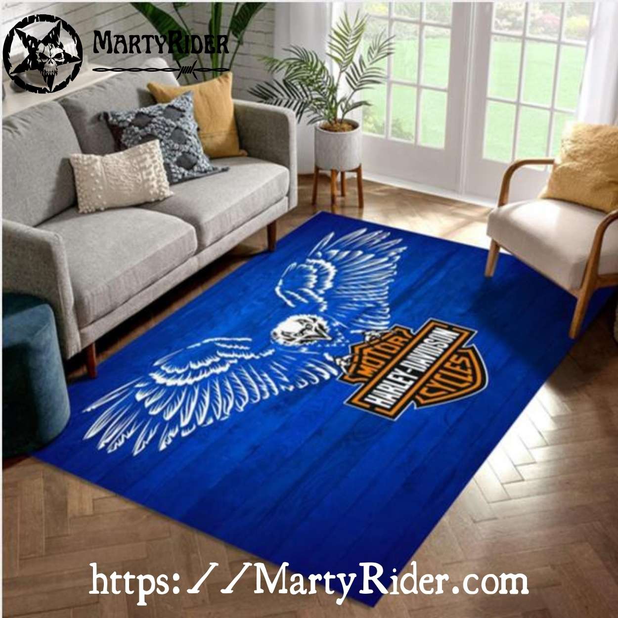 Blue Wood Soaring Eagle Harley Davidson Rugs Blue Wood Soaring Eagle Harley Davidson Rugs
