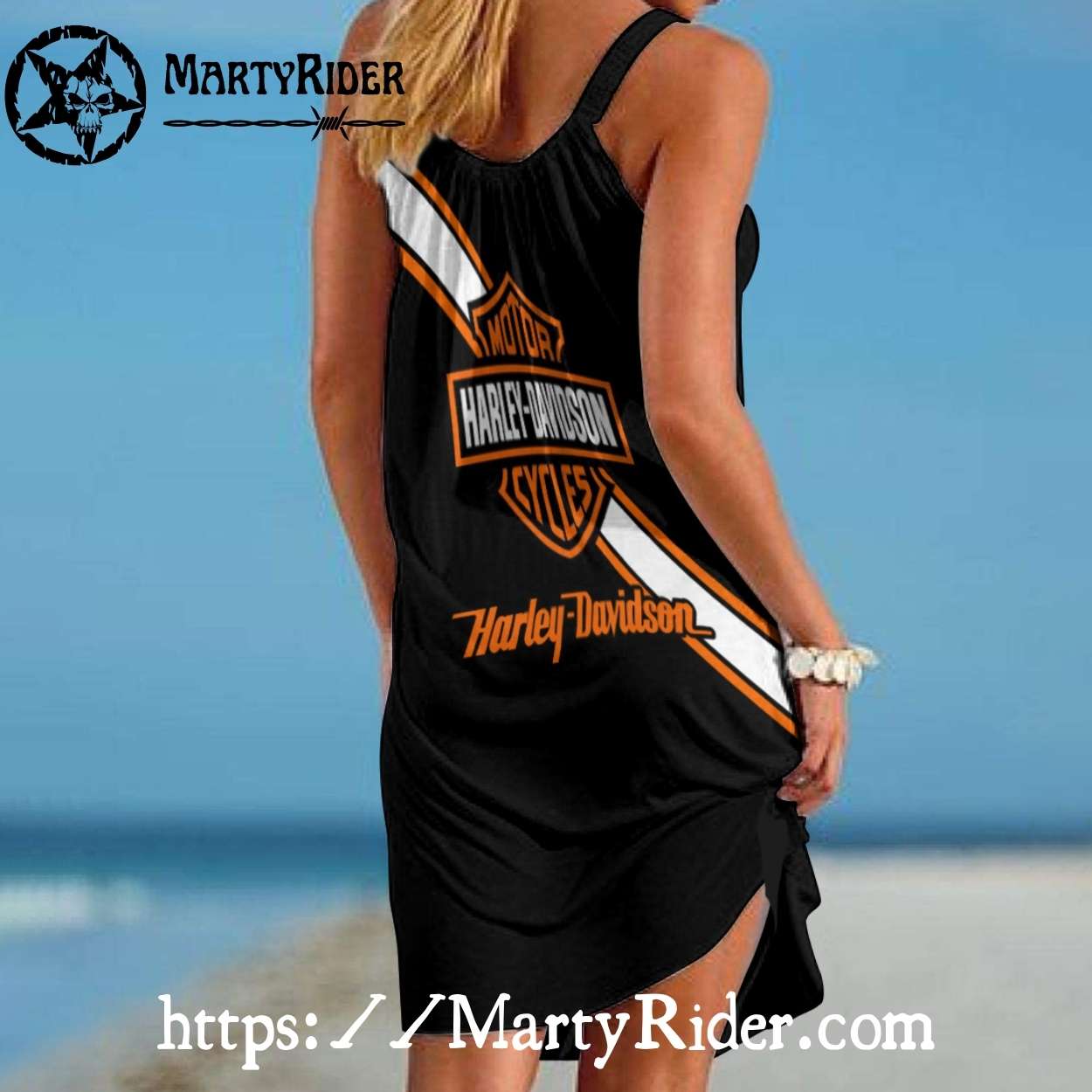 Bold Logo Harley Davidson Beach Dress Retro Style Bold Logo Harley Davidson Beach Dress Retro Style