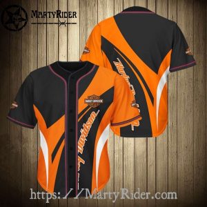 Bold Orange Black Harley Davidson Baseball Jerseys Racer Look