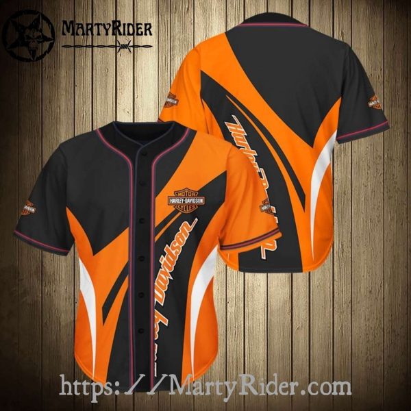 Bold Orange Black Harley Davidson Baseball Jerseys Racer Look
