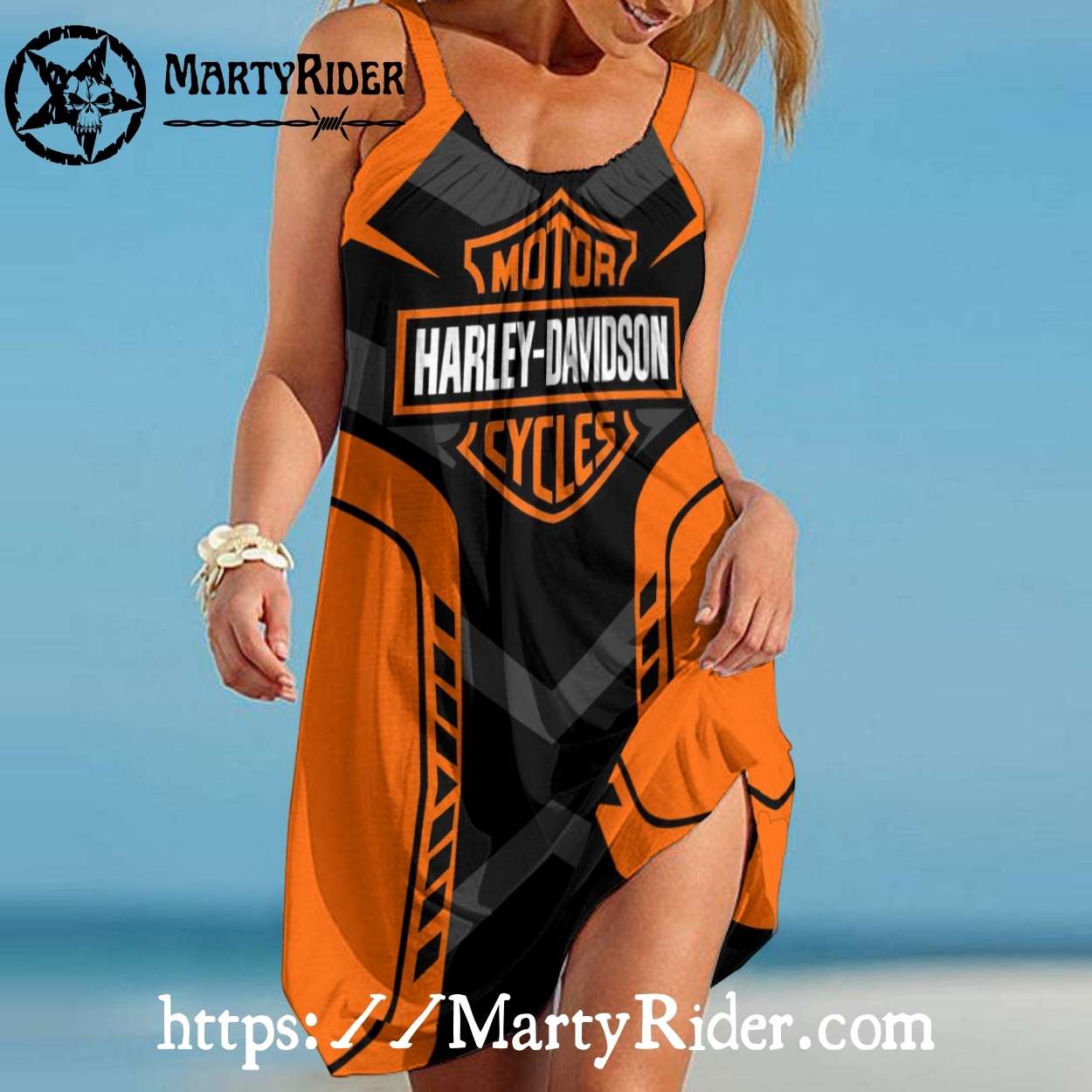 Bold Orange Black Harley Davidson Dresses Beachwear Bold Orange Black Harley Davidson Dresses Beachwear