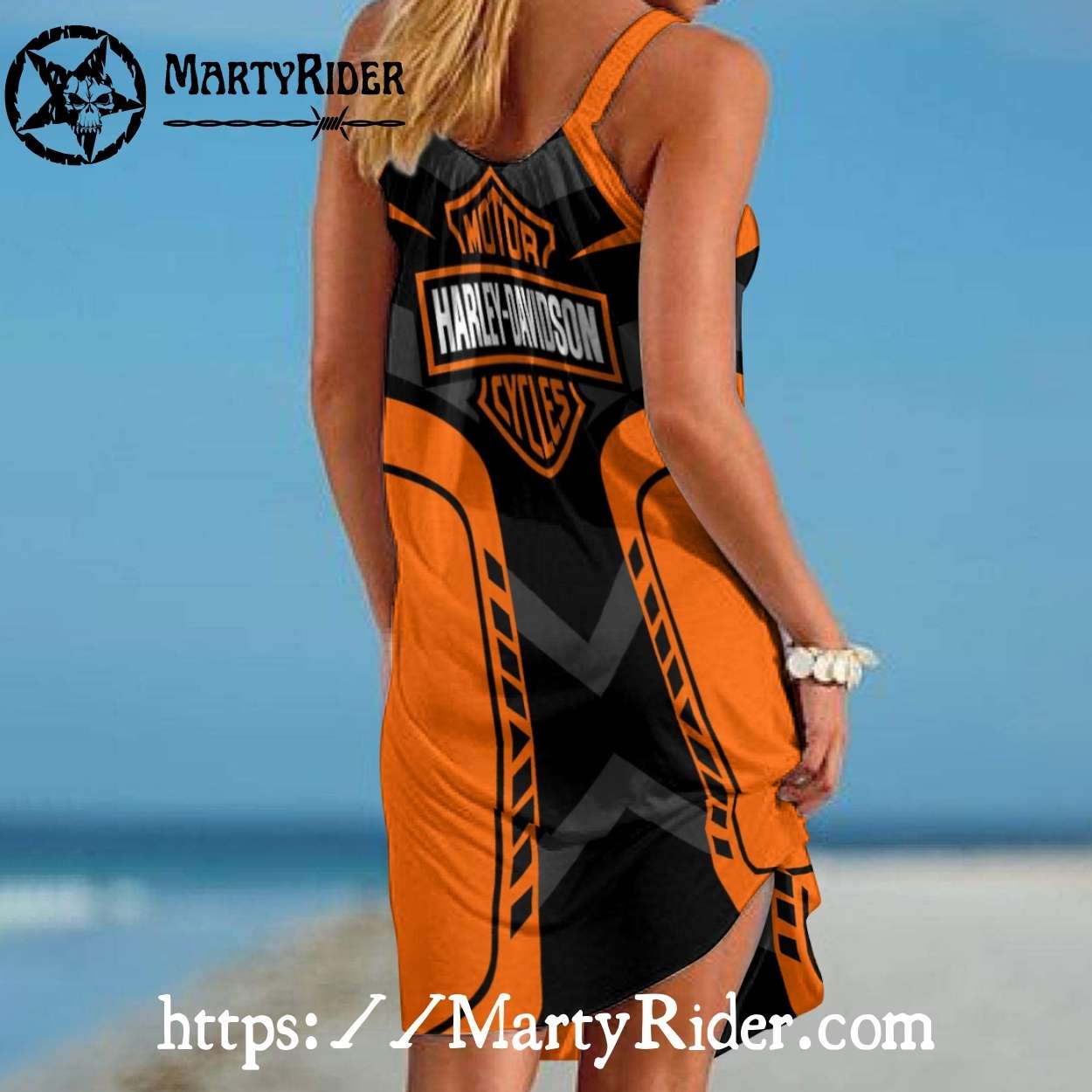 Bold Orange Black Harley Davidson Dresses Beachwear Bold Orange Black Harley Davidson Dresses Beachwear