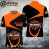 Black and Orange Harley Davidson Polo Shirt Triangle Art