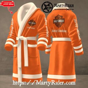 Bold Orange Custom Harley Davidson Bathrobes for Riders