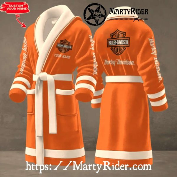 Bold Orange Custom Harley Davidson Bathrobes for Riders