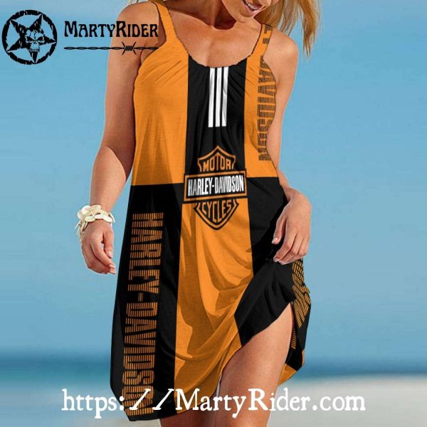 Bold Orange Harley Davidson Dresses Sporty Beach Style