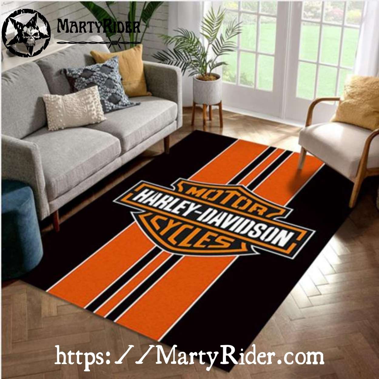 Bold Orange Racing Stripes Harley Davidson Rugs Bold Orange Racing Stripes Harley Davidson Rugs