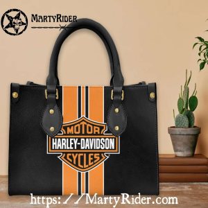 Bold Orange Stripe Harley Davidson Leather Bags