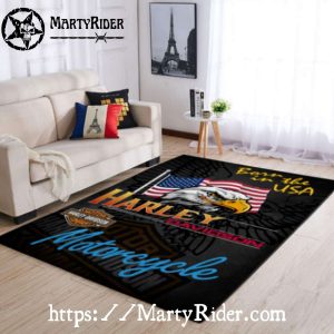 Born in USA Flag Eagle Harley Davidson Rugs
