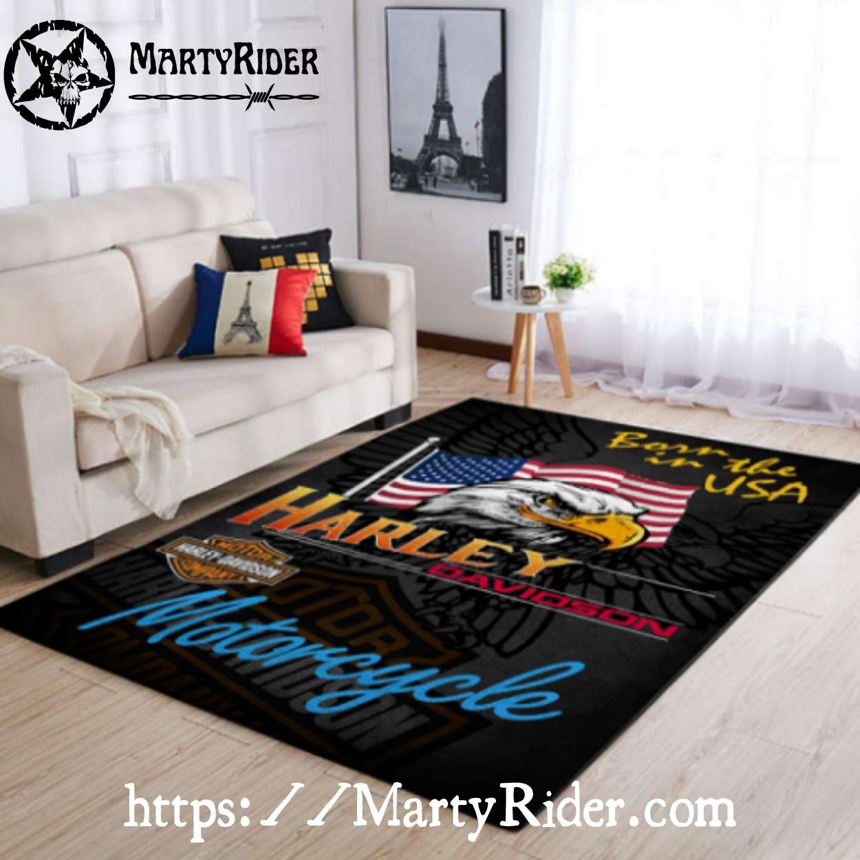Born in USA Flag Eagle Harley Davidson Rugs Born in USA Flag Eagle Harley Davidson Rugs