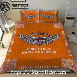 Born to Ride Wings Harley Davidson Bedding Sets Orange Glow
