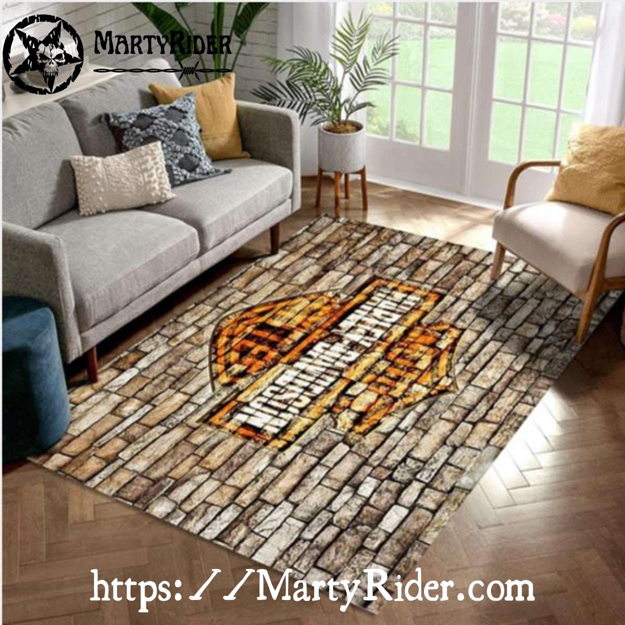 Brick Wall Rusty Badge Harley Davidson Rugs Brick Wall Rusty Badge Harley Davidson Rugs
