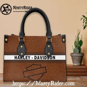 Brown Panel Retro Harley Davidson Leather Lady Tote