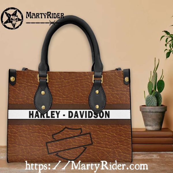 Brown Panel Retro Harley Davidson Leather Lady Tote