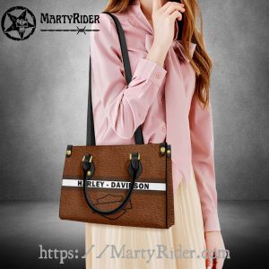 Brown Panel Retro Harley Davidson Leather Lady Tote