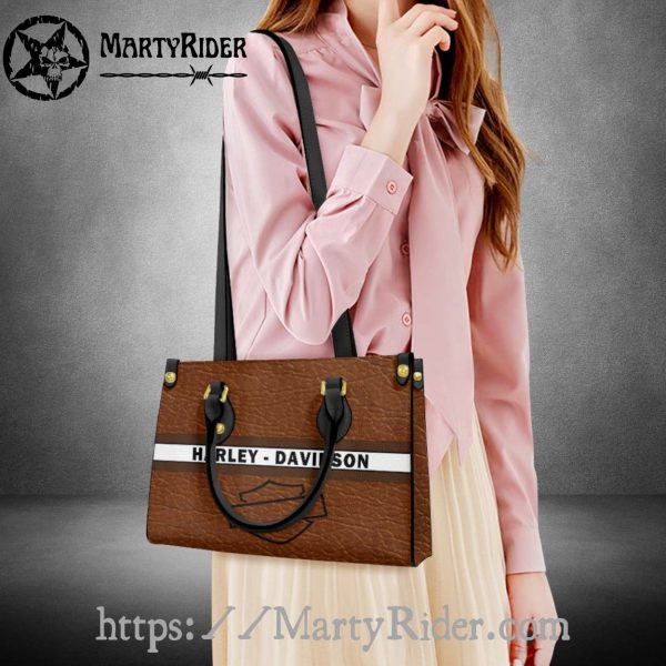 Brown Panel Retro Harley Davidson Leather Lady Tote