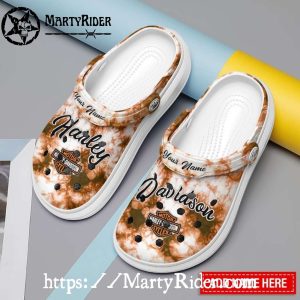Brown Tie-Dye Harley Davidson Crocs Personalized Look