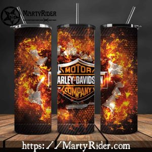 Burning Carbon Harley Davidson Skinny Tumbler 20oz