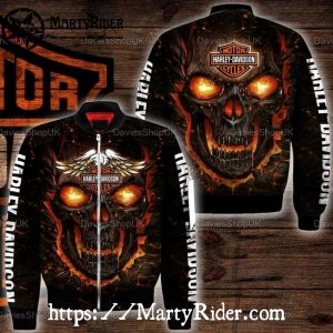 Burning Skull bomber harley fire theme harley davidson jacket