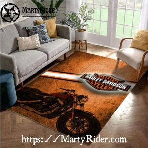 Burnt Orange Fade Logo Harley Davidson Rugs
