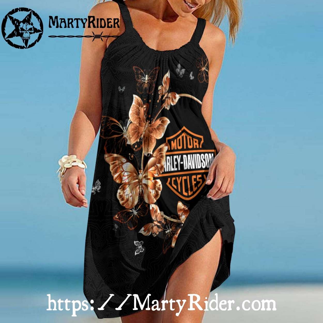 Butterfly Print Harley Davidson Dresses Beach Vibe Butterfly Print Harley Davidson Dresses Beach Vibe