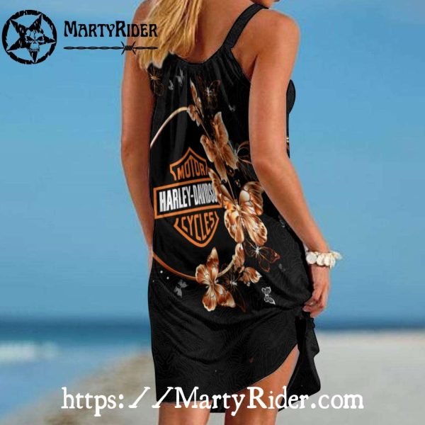 Butterfly Print Harley Davidson Dresses Beach Vibe