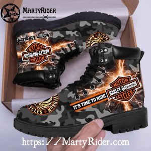 Camo Lightning Harley Davidson Shoes Timberland Riding Boots