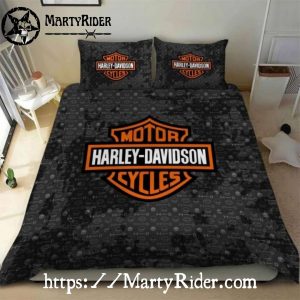 Camo Pattern Harley Davidson Bedding Sets Bold Logo Style