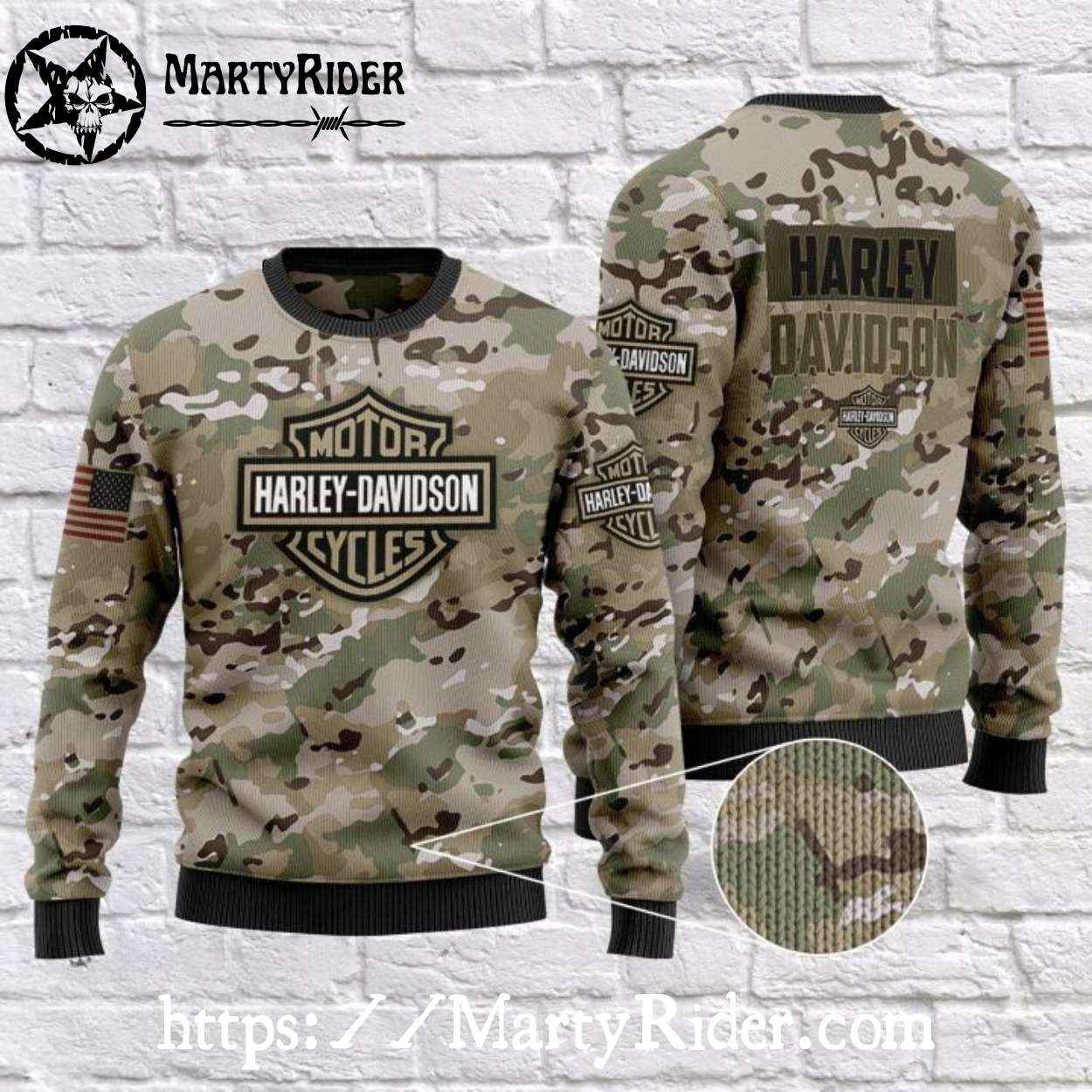 Camo Print Harley Davidson Ugly Christmas Sweater Design Camo Print Harley Davidson Ugly Christmas Sweater Design