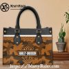 Rainbow Gradient Logo Harley Davidson Leather Tote Bag