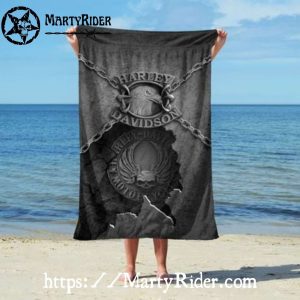Chained Eagle Emblem Harley Davidson Beach Towels