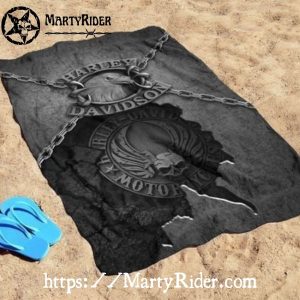 Chained Eagle Emblem Harley Davidson Beach Towels
