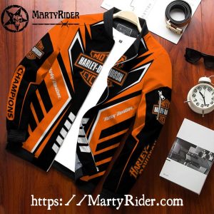Champion Logo bomber jacket harley davidson orange black