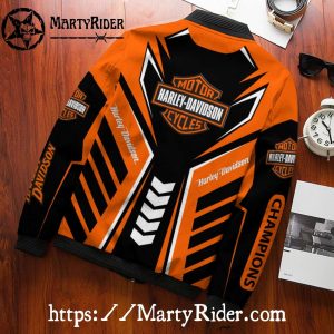 Champion Logo bomber jacket harley davidson orange black