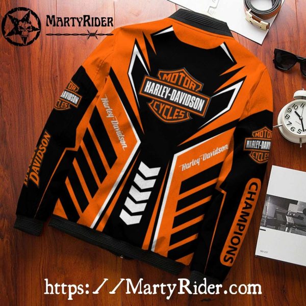 Champion Logo bomber jacket harley davidson orange black